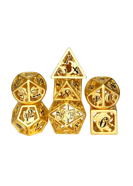 Hollow Metal RPG Dice Set - Gold Dragon